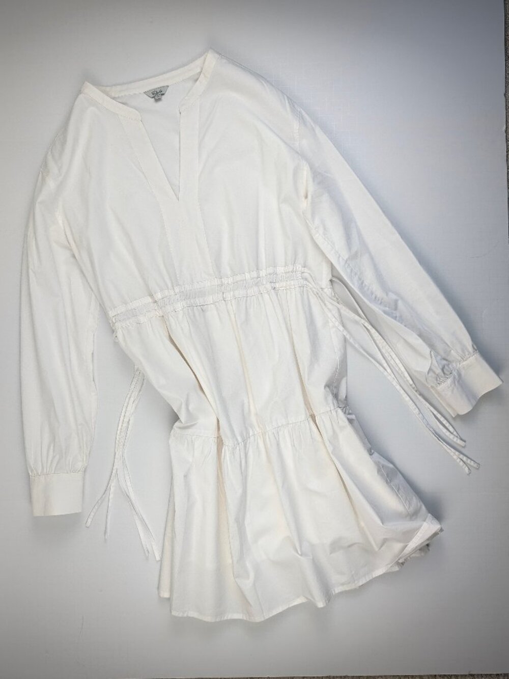 Rails Ivy Mini Dress M White Cotton Tencel Long Sleeve Tiered